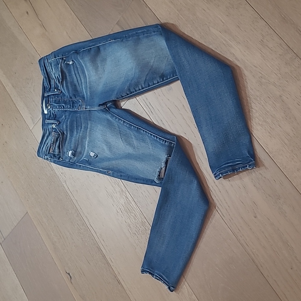 Good American Jeans Women's Sz 0/25 Good Legs Crop Mid Rise Blue Denim Jeans